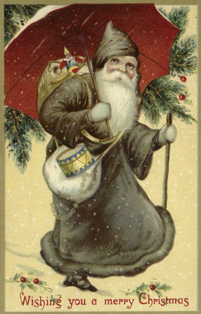 プレゼントを運ぶ毛皮のコートを着た父のクリスマス 作： English School