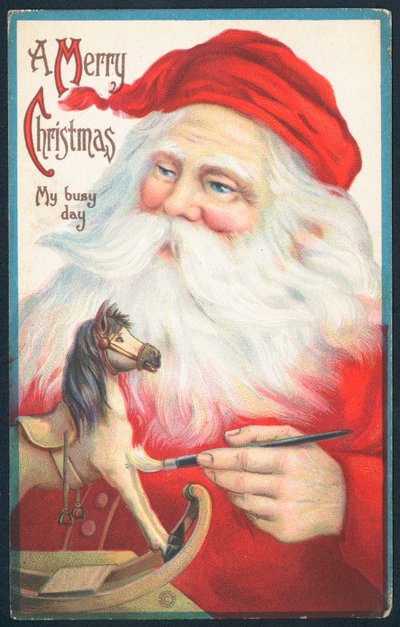 父のクリスマス絵画ロッキングホース、クリスマスカード 作： English School