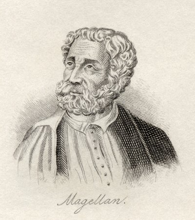 1825年に出版された「クラブの歴史辞典」からのフェルディナンドマゼラン 作： English School