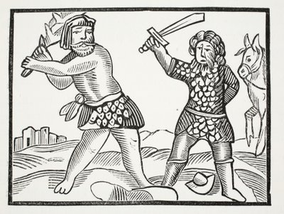 Ferragusは強力な軍隊を立ち上げ、パブのJohn Ashtonによる18世紀のChap-booksのイラストから、Acquitainの街を包囲しました。 1882 作： English School