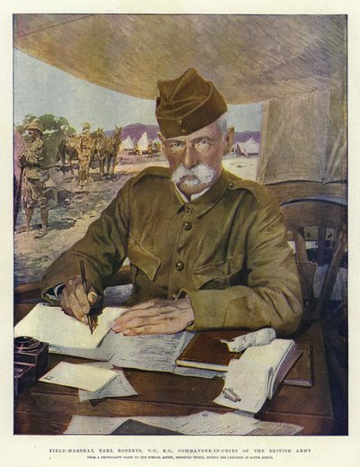 ロバーツ陸軍大将、VC、KG、英国陸軍総司令官（カラーリトグラフ） 作： English School