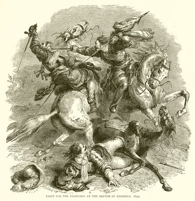 エッジヒルの戦いでの標準のための戦い、1642年 作： English School