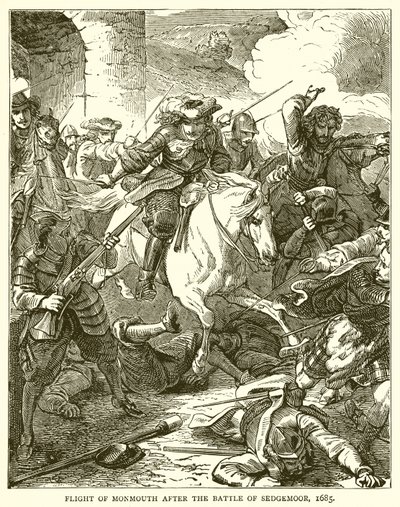 セッムーアの戦い後のモンマスの飛行、1685年 作： English School