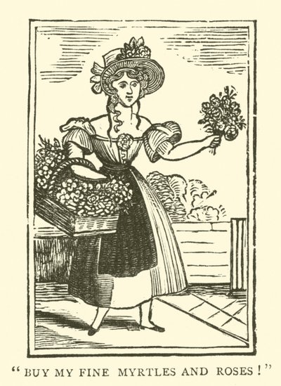 花売り（木版画 作： English School