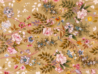 花柄のテキスタイルデザイン、おそらくウィリアムキルバーン（1745-1818） 作： English School