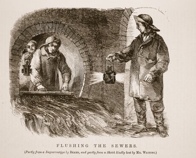 下水道を流すこと、一部はRichard Beardによるダゲレオタイプ、一部はWhiting氏からの親切なスケッチ、London Labourからのイラスト、Henry MayhewによるLondon Poor、パブ。 1862（点灯 作： English School