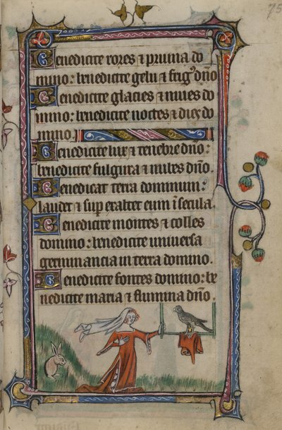 Folio 75 「The Taymouth Hours」のイラスト (ベラム) 作： English School