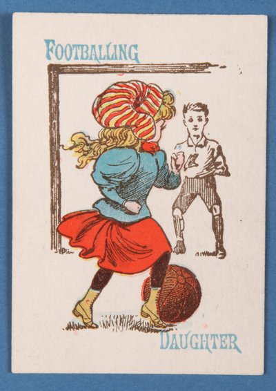 ハッピーファミリーカードゲームのフットボールの娘、1890〜1900年頃 作： English School
