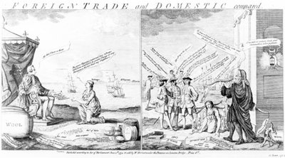 外国貿易と国内比較、ウィリアム・ハーバート、1754 作： English School