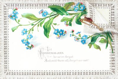 忘れな草の花、クリスマスカード 作： English School
