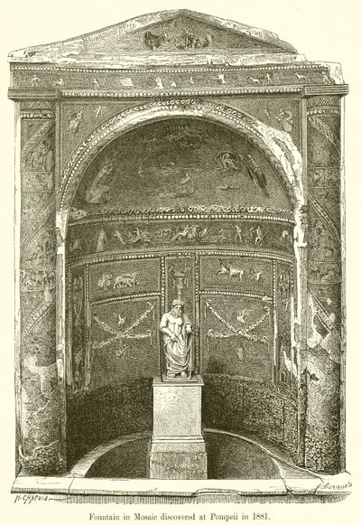 1881年にポンペイで発見されたモザイクの噴水 作： English School