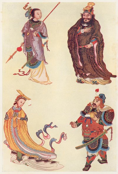 中国の歴史上の4人の有名人（カラーリトグラフ 作： English School