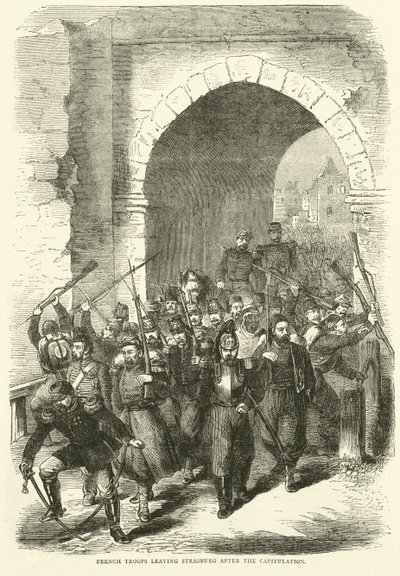 1870年9月の降伏後、ストラスバーグを離れるフランス軍 作： English School