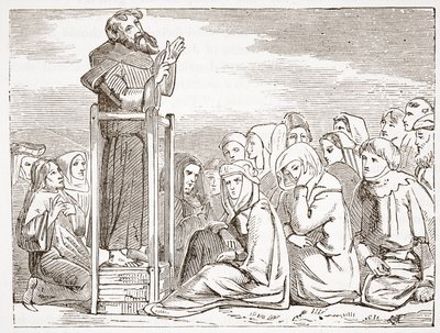 可動式説教壇からの修道士の説教、ジェームスエイトケンワイリー（1808〜1890年）による「プロテスタントの歴史の歴史」のイラスト、パブ。 1878 作： English School