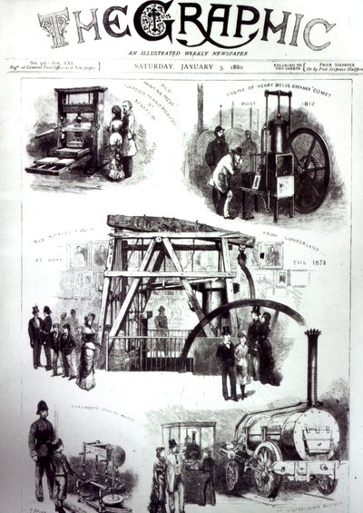 重要な発明を示すグラフィックの表紙、1880年1月3日 作： English School