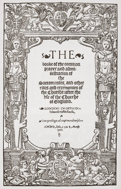 フロンティピース、一般的な祈りの書、1549 作： English School