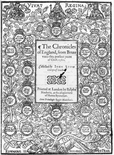 ジョンストウ 『イングランドの年代記』の口絵（c.1525-1605）、1580 作： English School