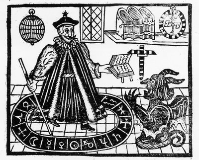 クリストファーマークリン作「ファウストス博士の生と死のトラギコールの歴史」の口絵、1616年 作： English School