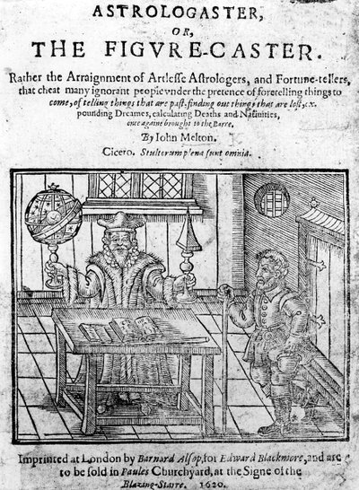 天文学者への口絵、またはジョン・メルトンによるフィギュアキャスター、1620年に出版 作： English School