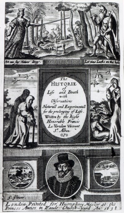 フランシスベーコンへの口絵1638年に出版された生と死の歴史 作： English School