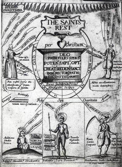 リチャードバクスター作「聖人の永遠の休息への口絵」、1652年に印刷（印刷） 作： English School