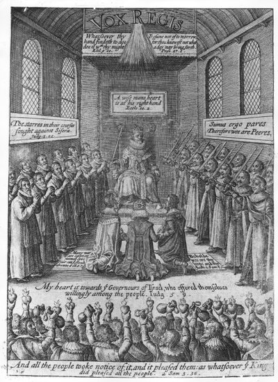 トーマススコットによる「ヴォックスレジス」の前絵、c.1624（彫刻） 作： English School