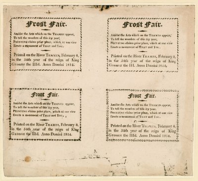 1814年のフロストフェア-お土産を氷の上に印刷 作： English School