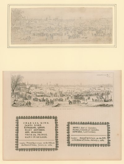 テムズ川の霜フェア、チャールズ2世とその家族への記念品、1684年 作： English School