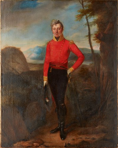 イギリス歩兵の野戦将校の全身像（キャンバスに油彩） 作： English School