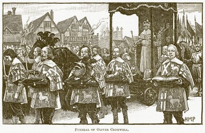 Oliver Cromwellの葬儀、The New Popular Educator、c.1891のイラスト 作： English School