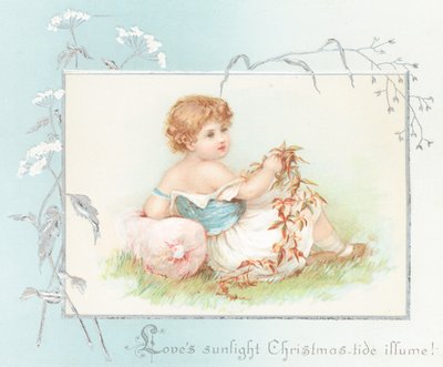 女の子の葉、クリスマスカードと草でリラックス 作： English School