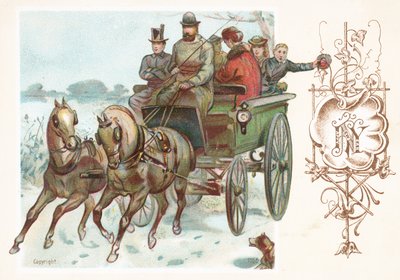 駆ける馬と馬車馬、年賀状 作： English School