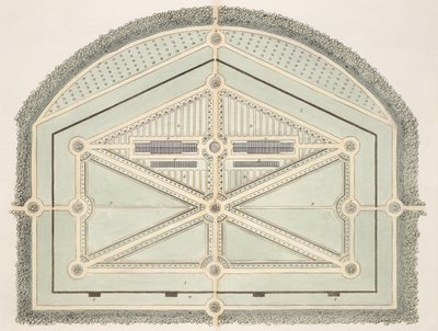 ジョンクラウディウスラウドン（1783-1843）による庭園と遊園地の形成に関するヒントからの、古いフレンチスタイルの庭園1812年公開 作： English School