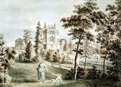 公園の庭園パビリオン、1725年頃（紙に水彩） 作： English School