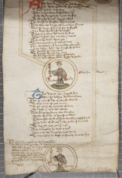 イングランド王の系図、c.1440-79（羊皮紙にペンとインク） 作： English School