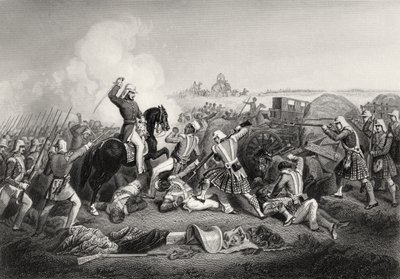 1858年に発行された「インディアン反乱の歴史」からの1857年のフッティポアでのハブロック将軍のナナサヒブへの攻撃 作： English School