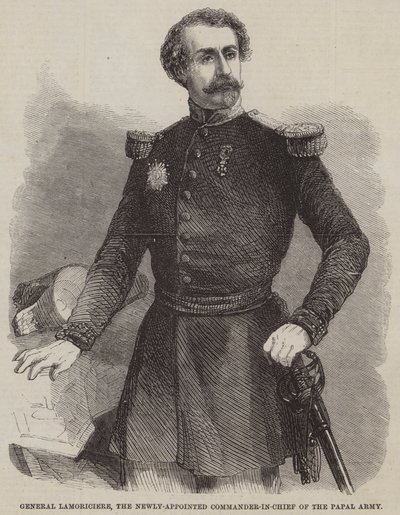 新任の教皇庁軍総司令官ラモリシエール将軍（版画 作： English School