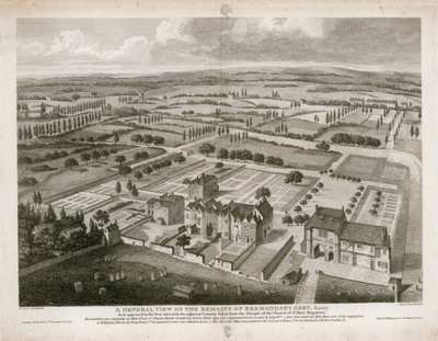 1805年に登場したバーモンジー修道院の遺跡の概観 作： English School