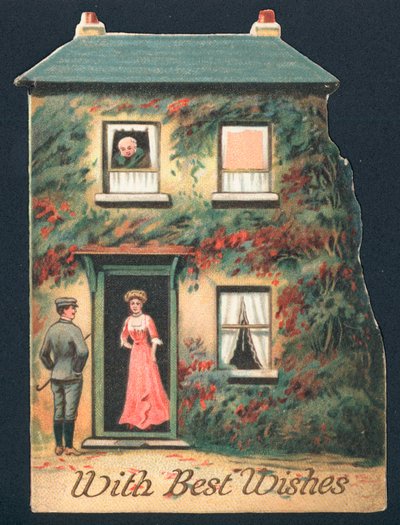 紳士は、女性、クリスマスカードを呼び出す 作： English School