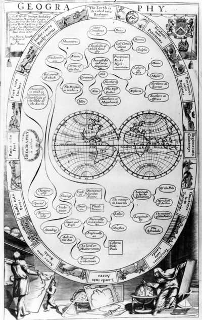 1686年にリチャードブルームが出版した「ジェントルマンズレクリエーション」の地理図 作： English School