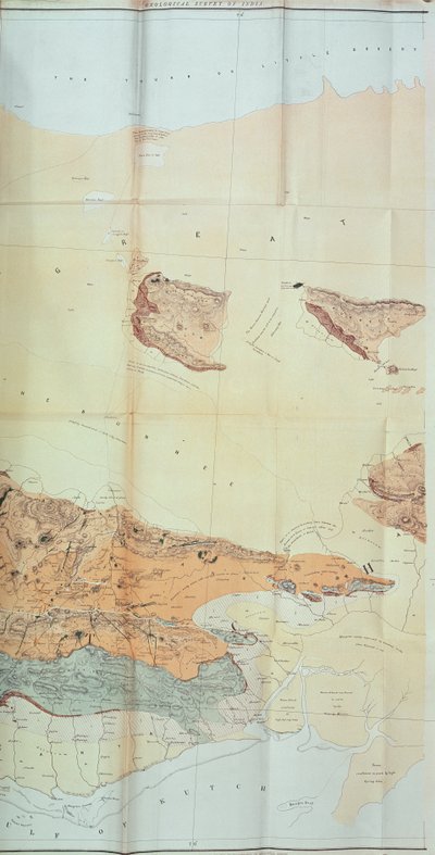 カッチ砂漠の地質図、1870 作： English School