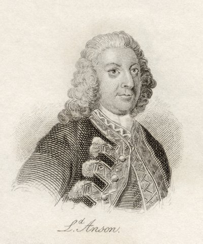 1825年に出版された「クラブの歴史辞典」からのジョージ・アンソン 作： English School