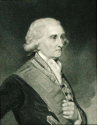 ジョージ・ブリジス・ロドニー（1718-92）ストーク・ロドニー男爵、1833年に出版された「Gallery of Portraits」より（エングレーヴィング） 作： English School
