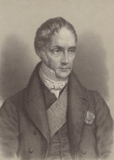 ジョージ・ハミルトン・ゴードン（第4代アバディーン伯爵）、1852年～1855年の英国首相（リトグラフ 作： English School