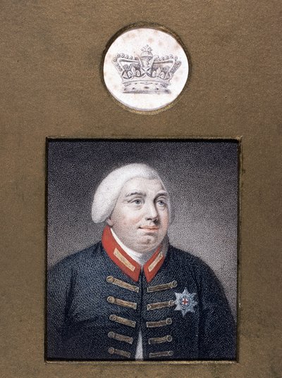 ウィンザーの制服を着たジョージ3世（1738〜1820年）、1790年頃（色の点描彫刻） 作： English School