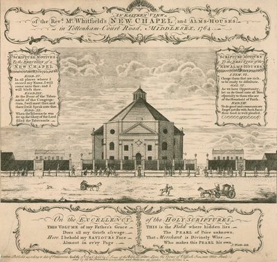 ジョージホイットフィールズの新しい礼拝堂とアルムスハウス（1764年、ロンドン、トッテナムコートロード） 作： English School