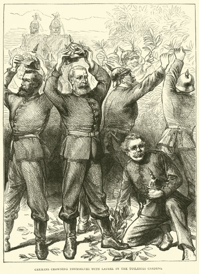 1871年3月、チュイルリー庭園で月桂樹を冠したドイツ人 作： English School