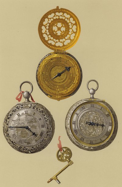 Gilt Clock-Watch、Silver Alarum Clock-Watch 作： English School