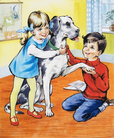 女の子と男の子の犬 作： English School