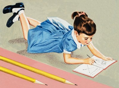 描く女の子 作： English School
